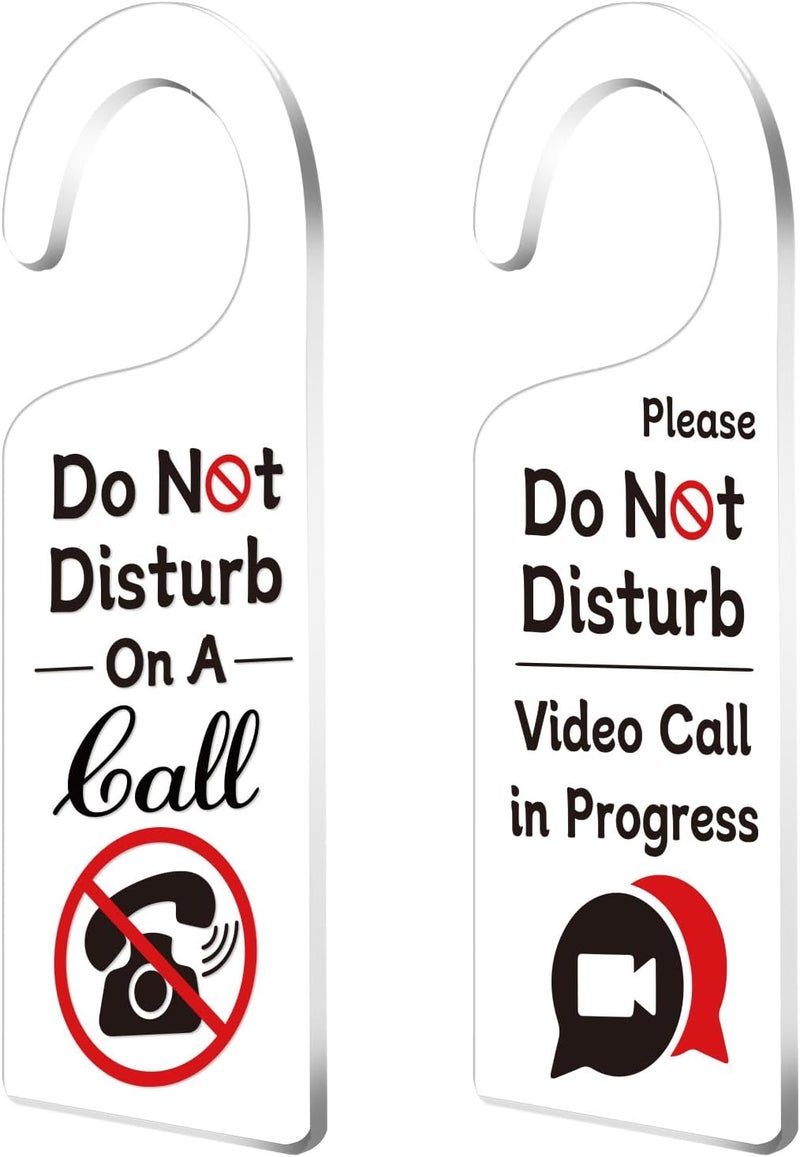 CHGCRAFT 2Pack Do Not Disturb On A Call Door Sign Acrylic Notice Door Hanger Sign Engraved Acrylic Mark Hanger for Homework Office Schools Business Conference Room Meeting - Image 1